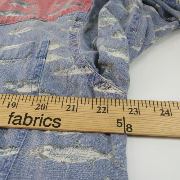 Vintage Importante Fish Design Long Sleeve Button Down Collar Shirt Size L - Picture 5 of 9